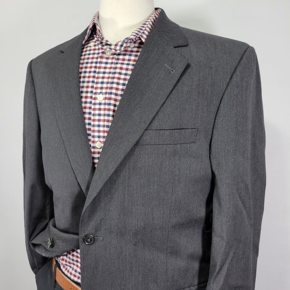 JOS A BANK Men's Sport Coat‎ Blazer Two Button Gordon Charcaol Gray 42R - Picture 7 of 14